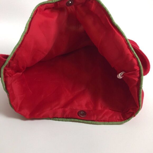 Vintage 90s Red Boho Cottagecore Christmas Snowman Holiday Tote Bag Purse - Picture 4 of 6